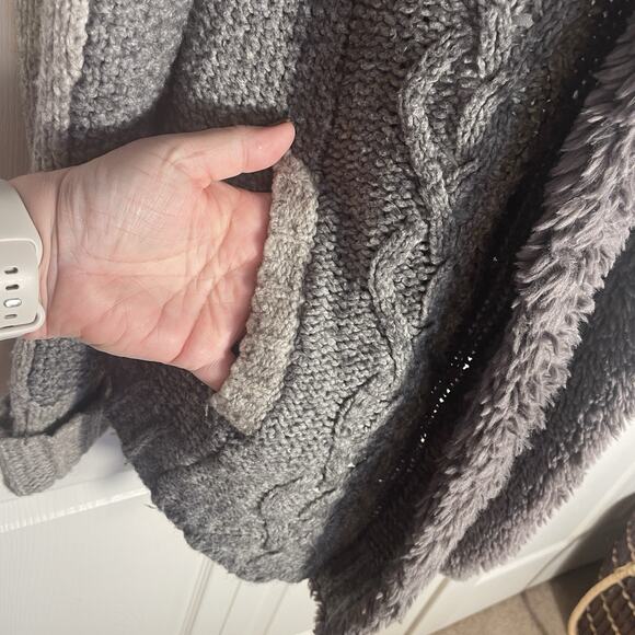 Sleeping On Snow Cardigan Women Large Gray Penny Lane Wool Yak Blend Cable Knit - Picture 2 of 11
